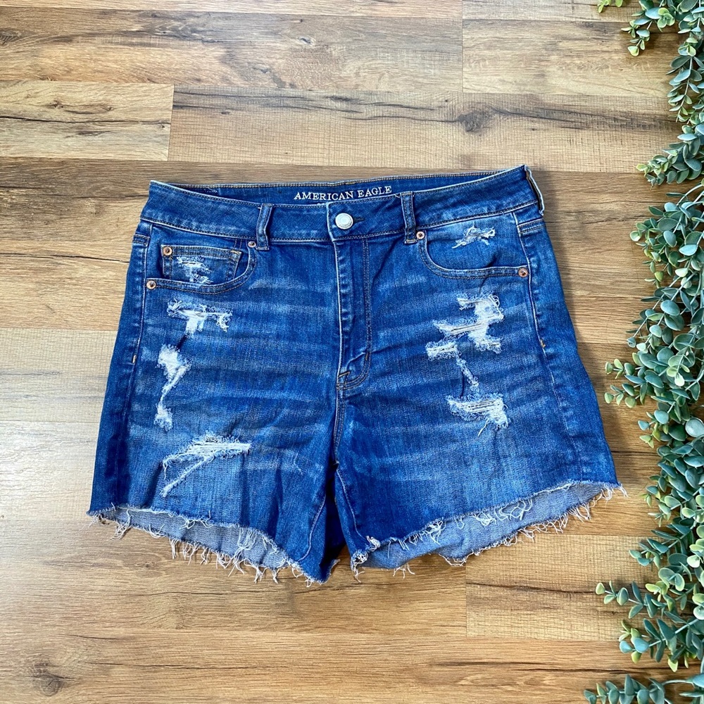 AEO | Hi-Rise Distressed Denim Shorties